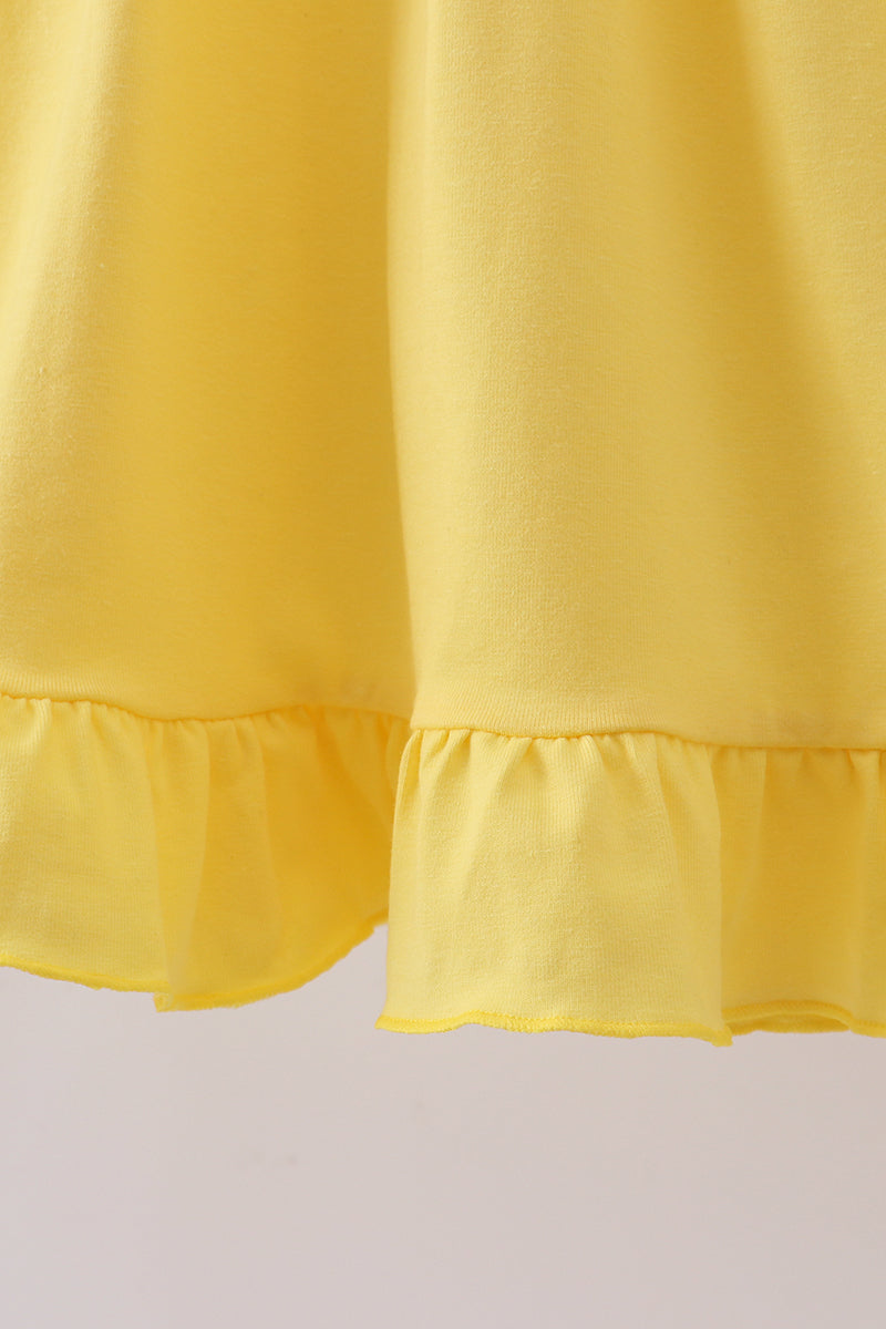 Royal blue&mustard character ruffle dress - 4