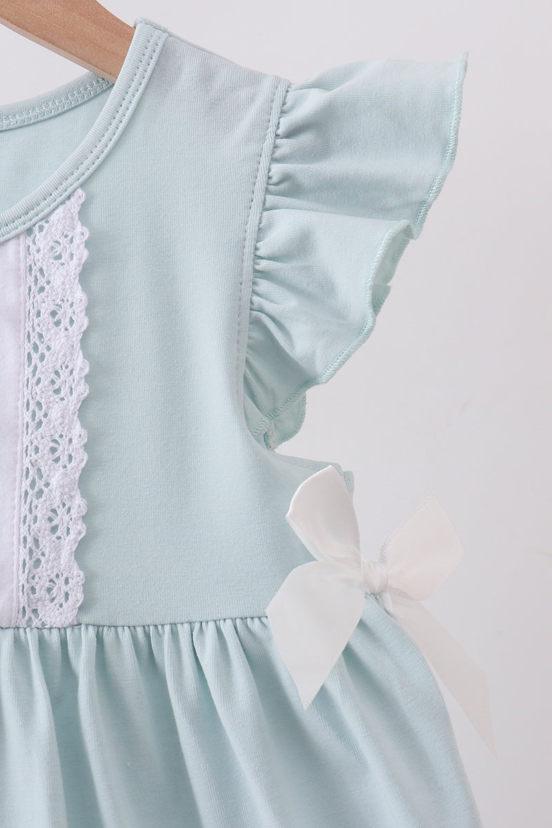 Light blue character embroidery ruffle dress - 2