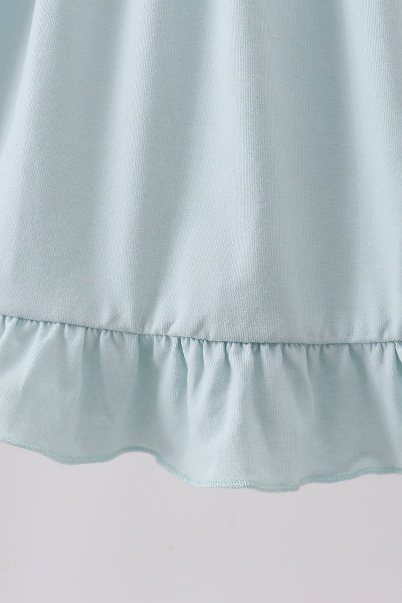 Light blue character embroidery ruffle dress - 3