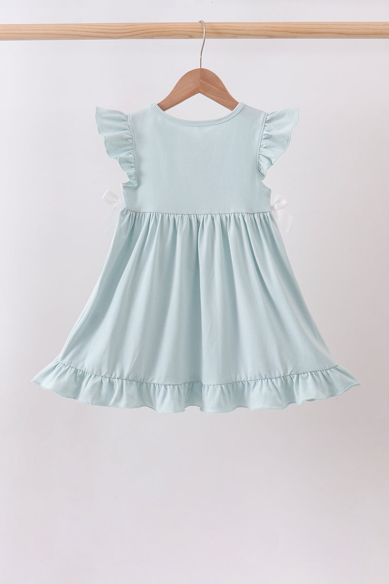 Light blue character embroidery ruffle dress - 4