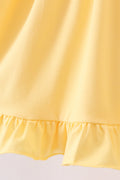Mustard character embroidery ruffle dress - 4