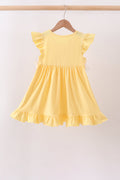 Mustard character embroidery ruffle dress - 5