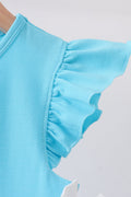 Blue character embroidery ruffle dress - 4