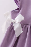 Purple character embroidery ruffle dress - 3