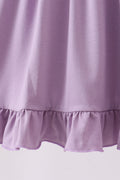 Purple character embroidery ruffle dress - 4