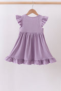 Purple character embroidery ruffle dress - 5