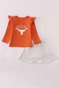 Rust Texas embroidery bow skorts set - 1