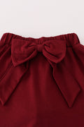 Maroon Mississippi embroidery bow skorts set - 3