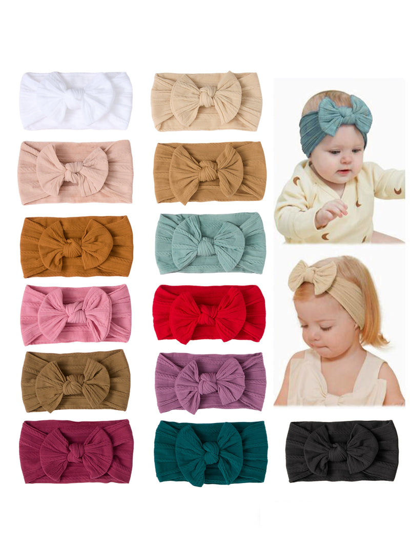 Baby Girl Bow Headband Same Color 3 Piece Set - 1