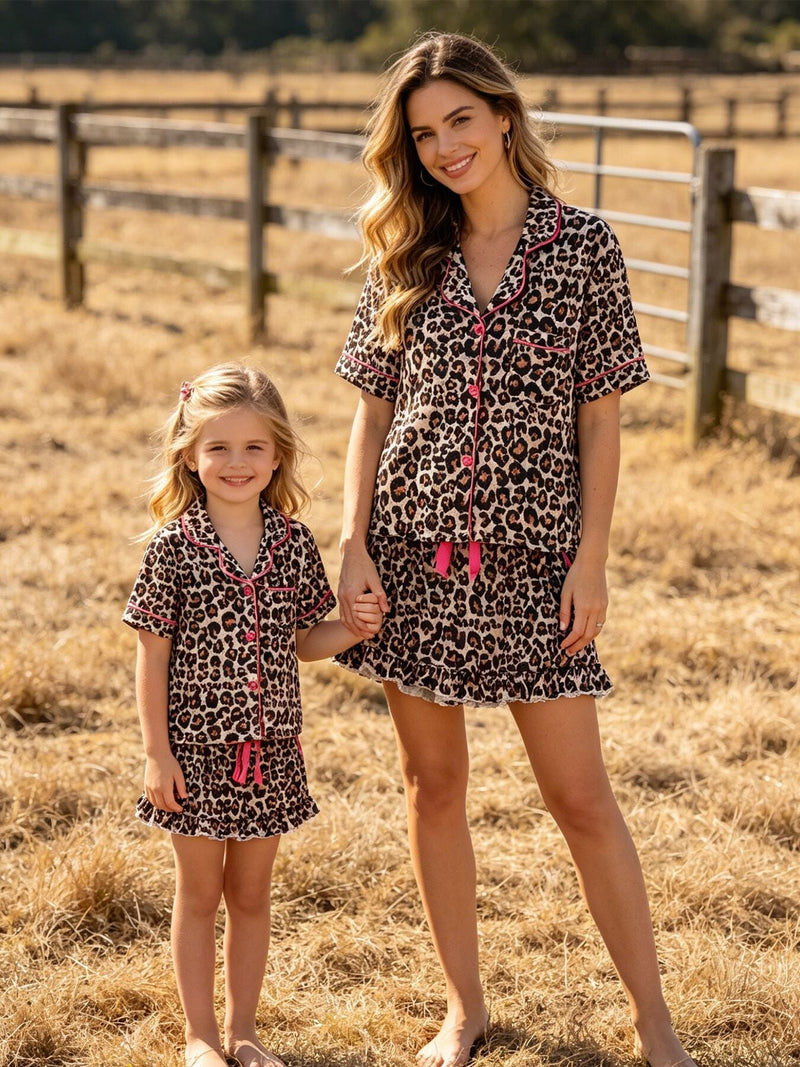 Mommy & Me Leopard Print Ruffle Pajama Set - 1