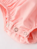 Girls Horse Smocking Embroidered Coral Romper - 3