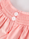 Girls Horse Smocking Embroidered Coral Romper - 5