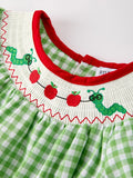 Back To School Girls Green Plaid Smocking Dress - 7