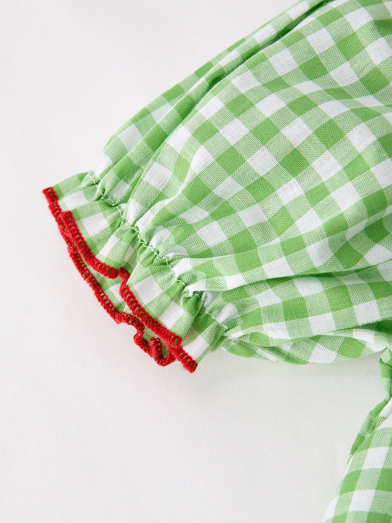Back To School Girls Green Plaid Smocking Dress - 8