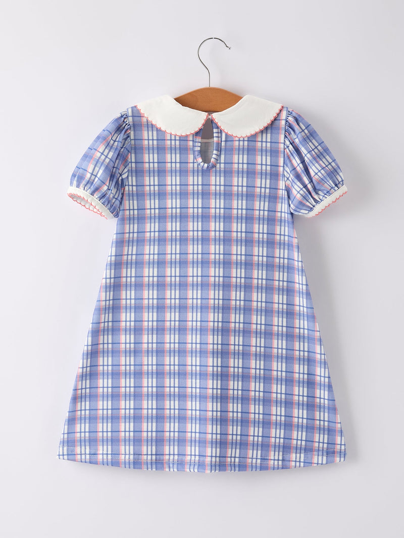BACK TO SCHOOL Pocket Applique Check Girls Dress - 2