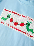 Boys Back to School Smock Embroidered Top+ Plaid Shorts - 4
