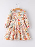 Fall Thanksgiving Pumpkin Leaf Print Dress - 7