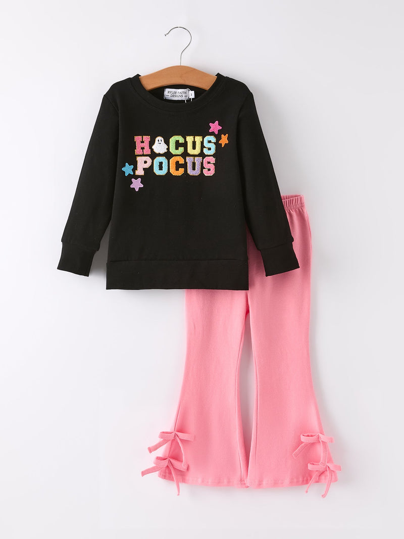 Halloween Black Top + Pink Bell Bottoms - 1