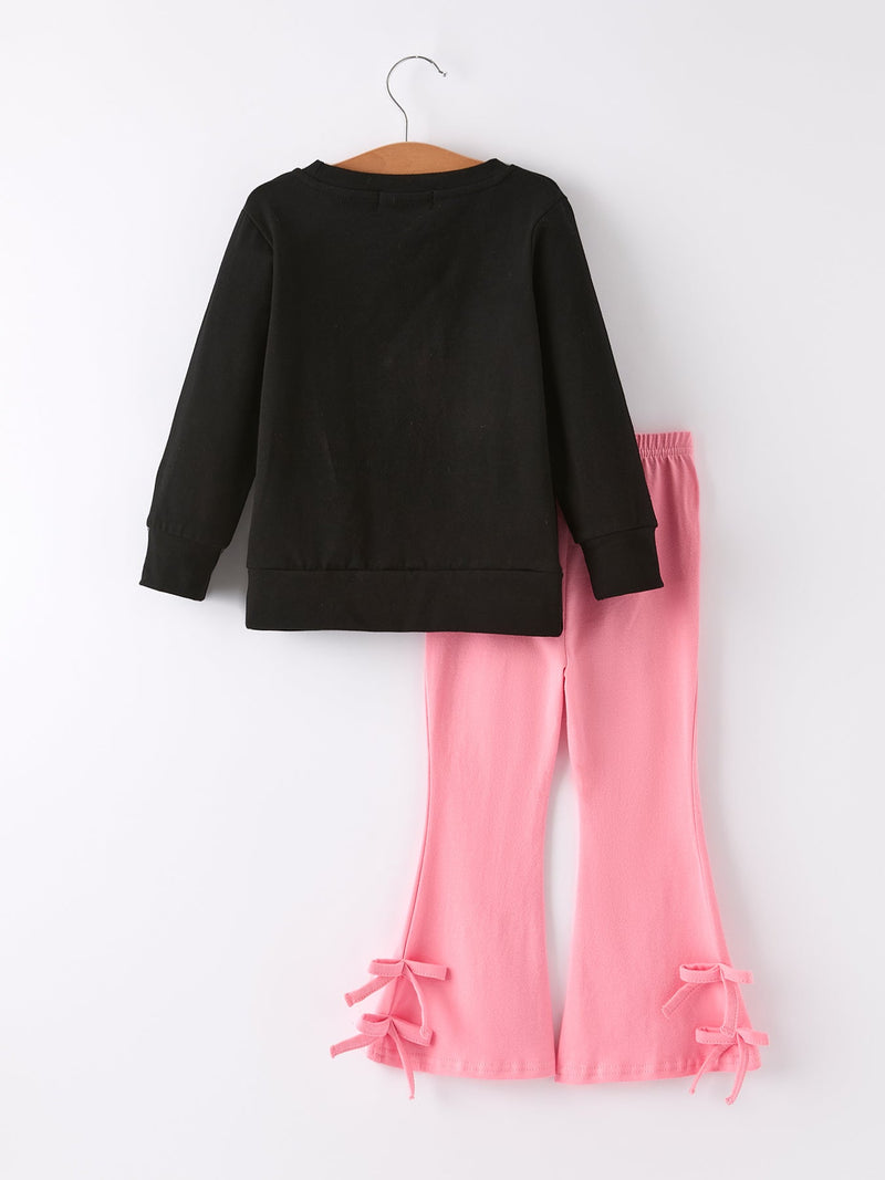 Halloween Black Top + Pink Bell Bottoms - 8