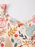 Fall Thanksgiving Pumpkin Leaf Print Dress - 8