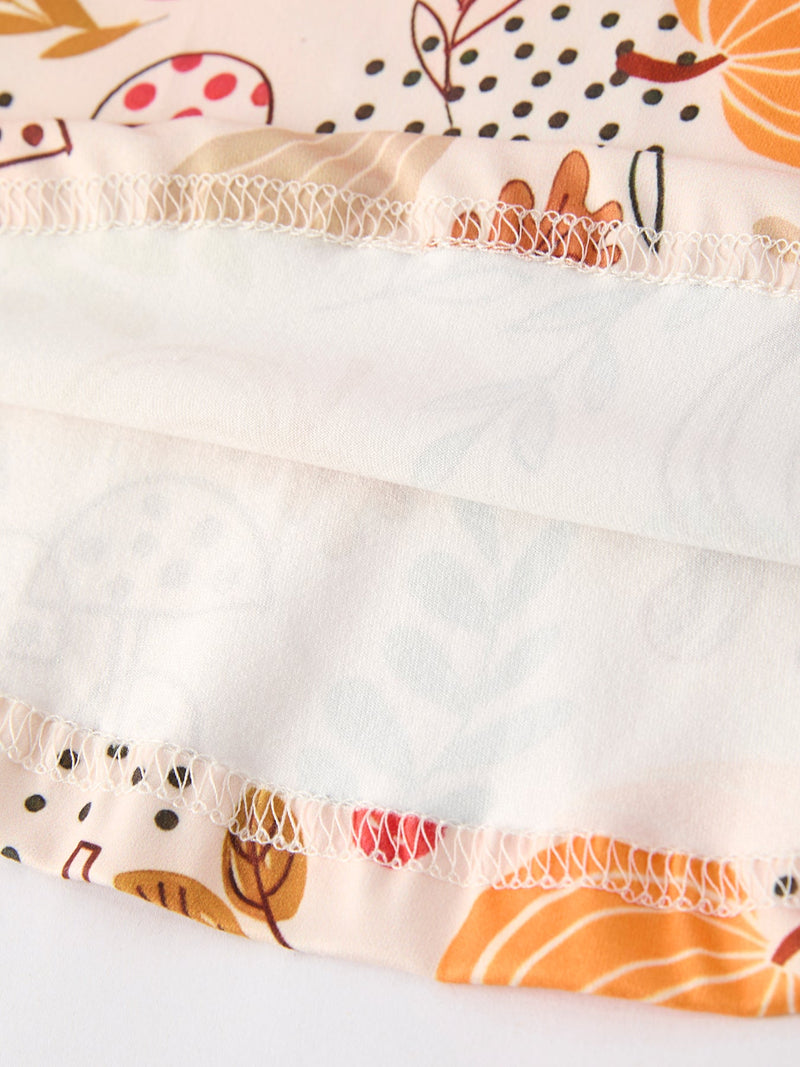 Fall Thanksgiving Pumpkin Leaf Print Dress - 10
