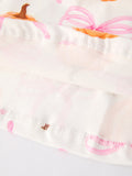 Fall Halloween & Thanksgiving Pumpkin Bow Print Long Sleeve Dress - 5