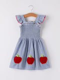 BACK TO SCHOOL Apple Applique Girls Dress - 1