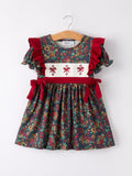 Vintage Floral Smocked Church Christ Bishop Christening Girl Dress - 7