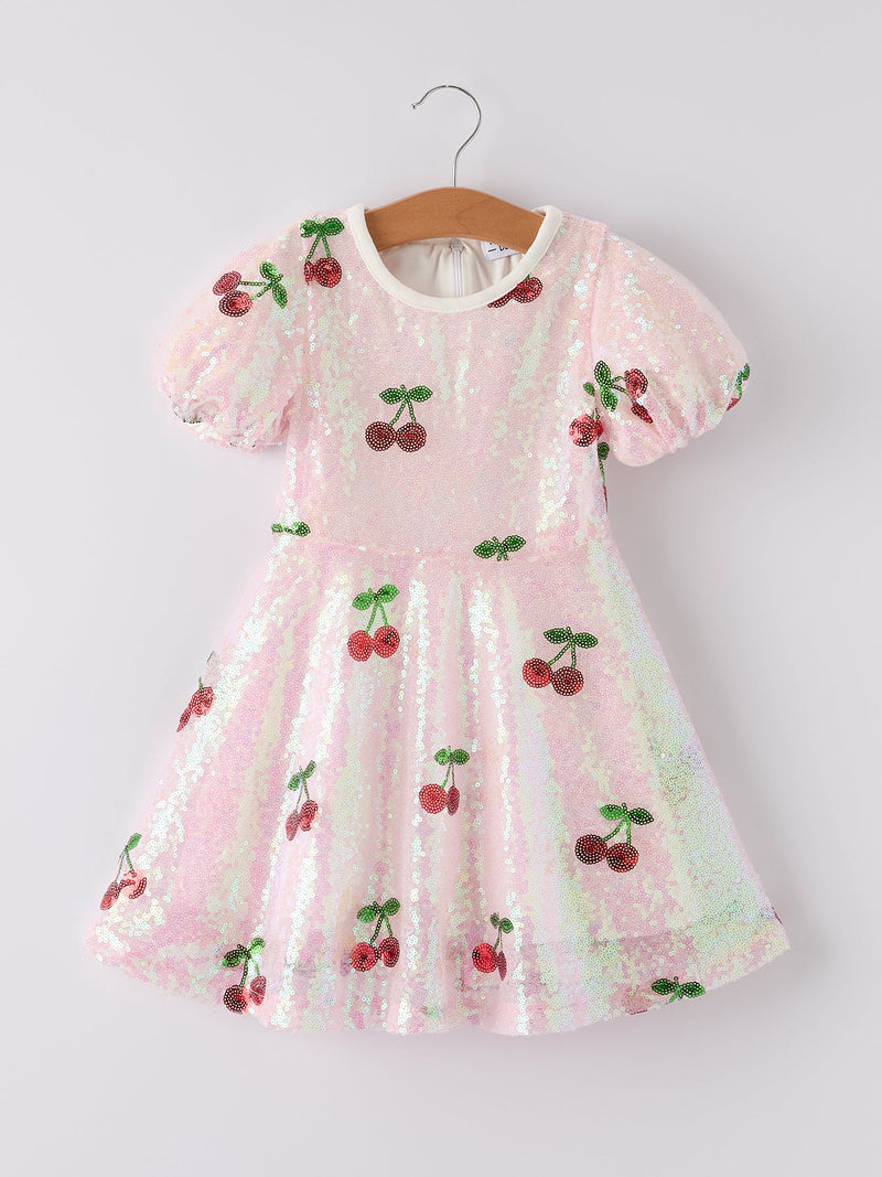 Sweet Cherry Sequins Cute Dress - 10