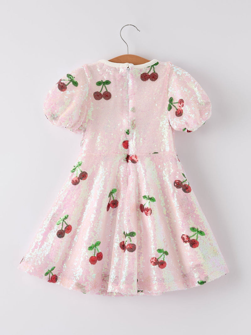 Sweet Cherry Sequins Cute Dress - 11