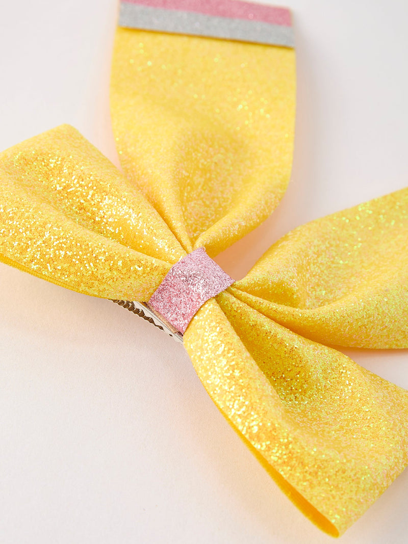 Back to School Sequin Bow Hairpin - 10
