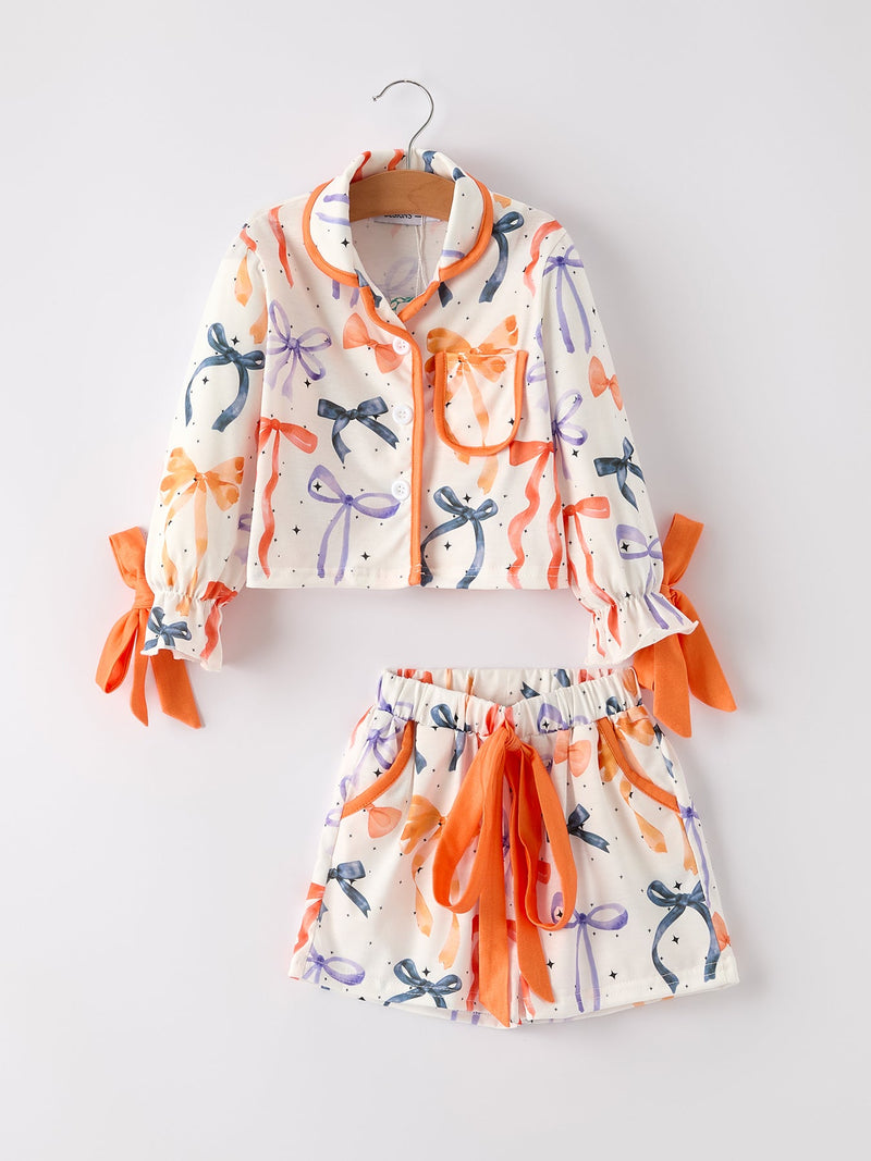 Halloween Mommy and Me Bow Print Pajama Set - 3