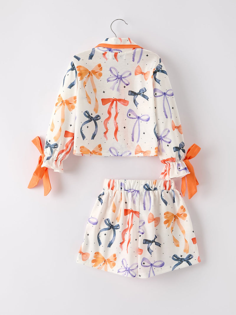 Halloween Mommy and Me Bow Print Pajama Set - 4