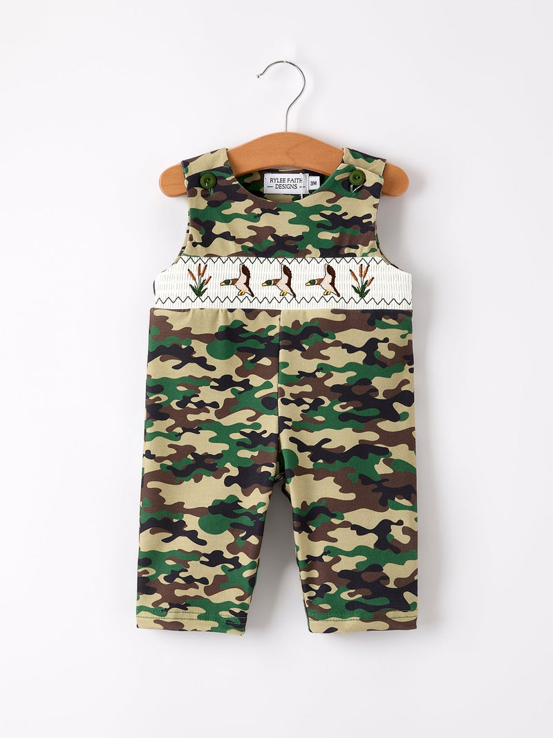 Camouflage Duck Smocking Embroidery Baby Boy Romper - 6