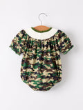 Camouflage Duck Smocking Embroidery Girls Romper - 7