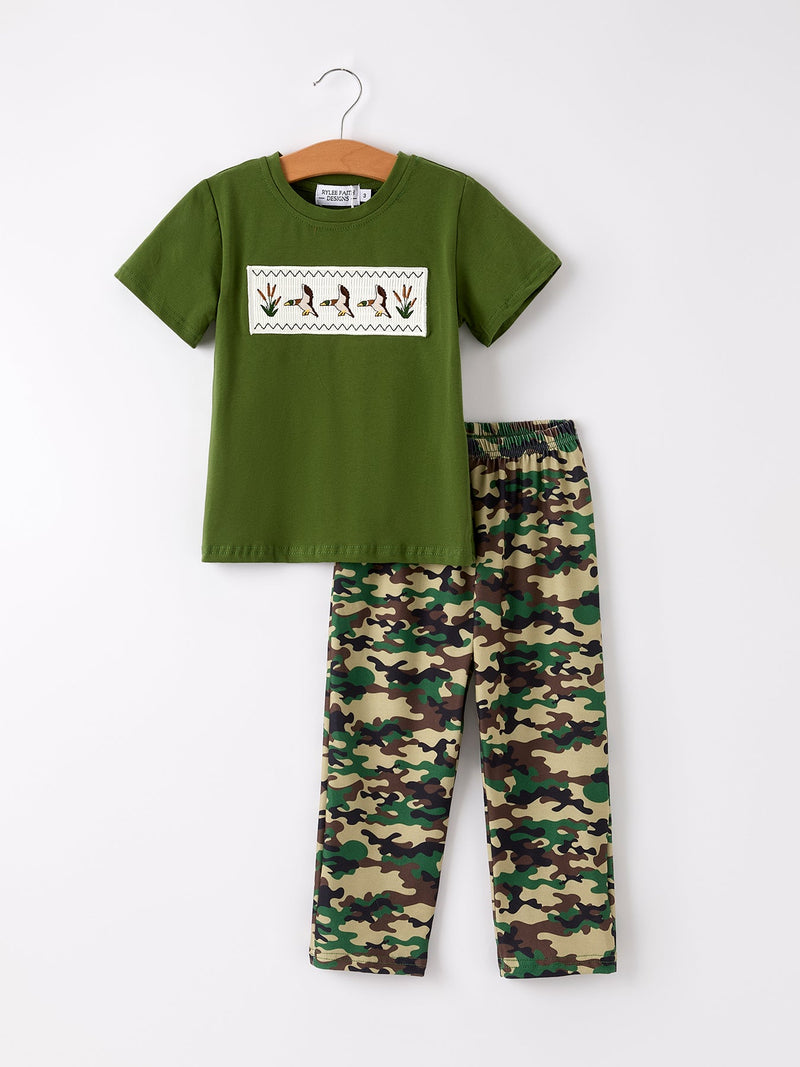 Camouflage Duck Smocking Embroidery Boys Outfit - 1
