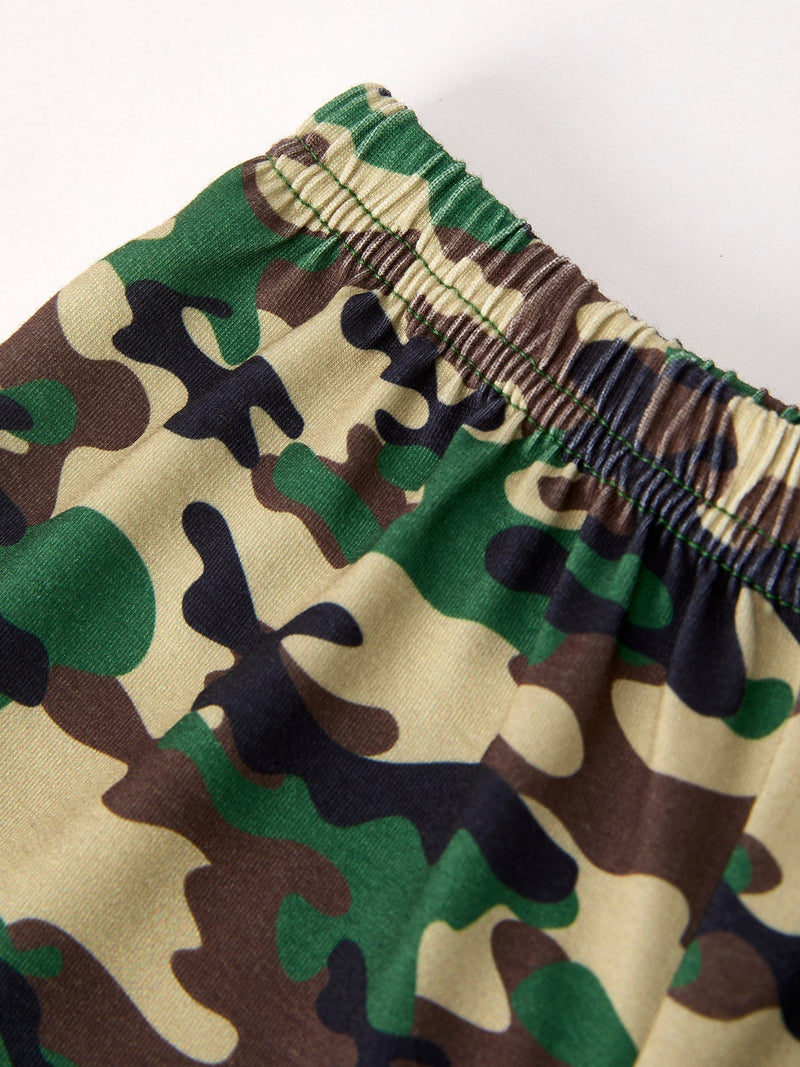 Camouflage Duck Smocking Embroidery Boys Outfit - 3