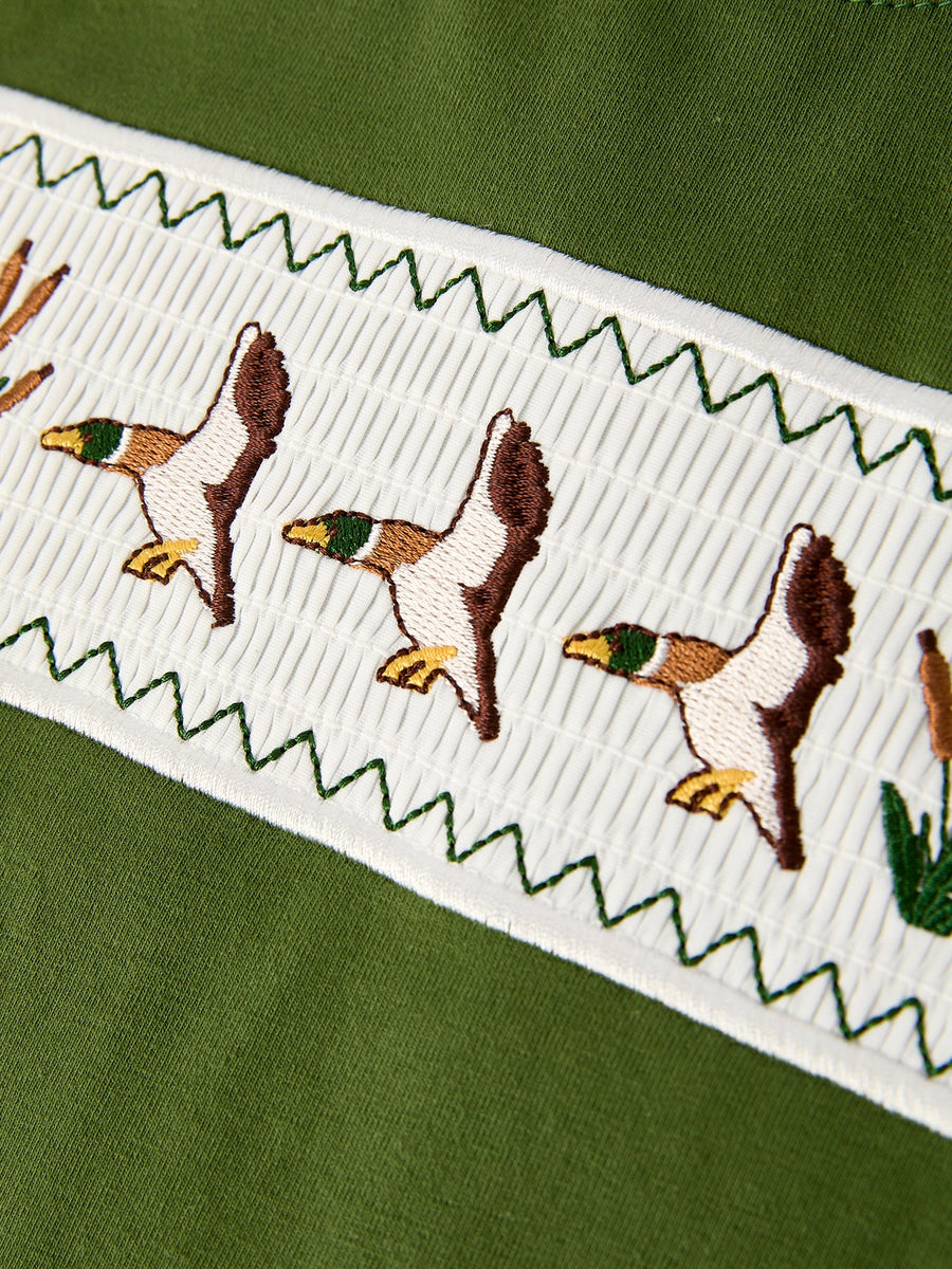 Camouflage Duck Smocking Embroidery Boys Outfit