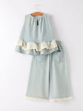 Summer Light Color Denim Lace Girls Set - 7
