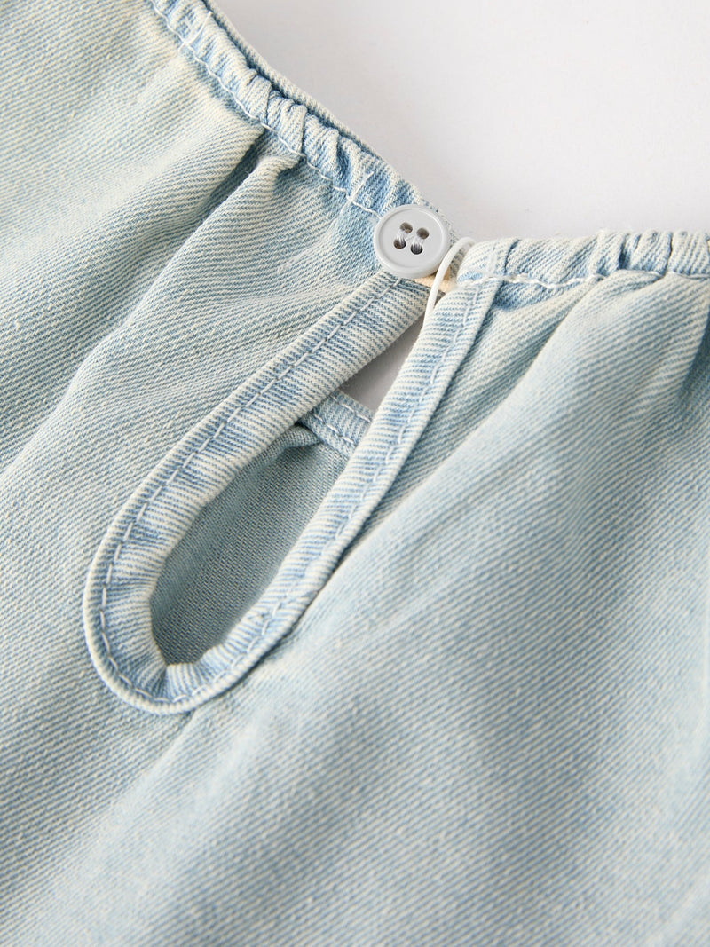 Summer Light Color Denim Lace Girls Set - 10