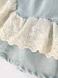 Summer Light Color Denim Lace Girls Set - 11
