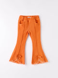 Orange Flared Elastic Jeans - 1