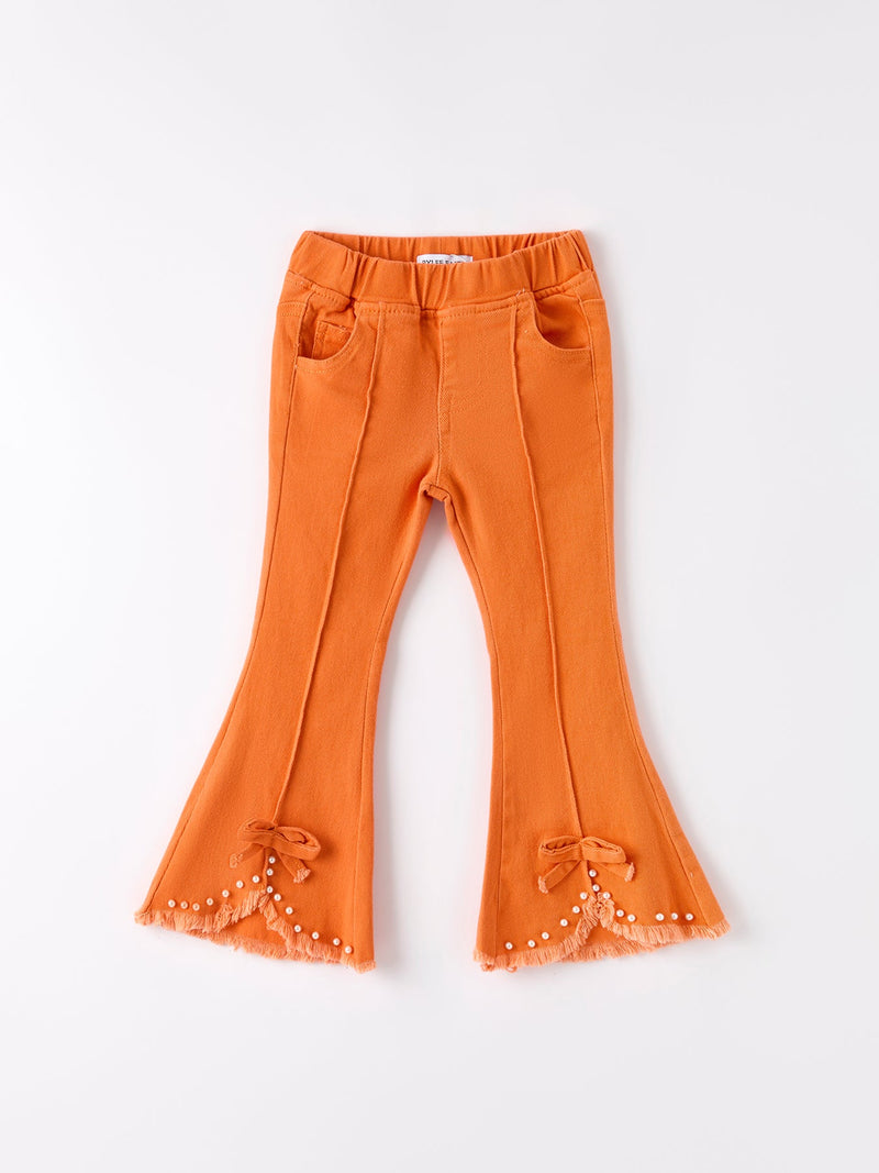 Orange Flared Elastic Jeans - 1