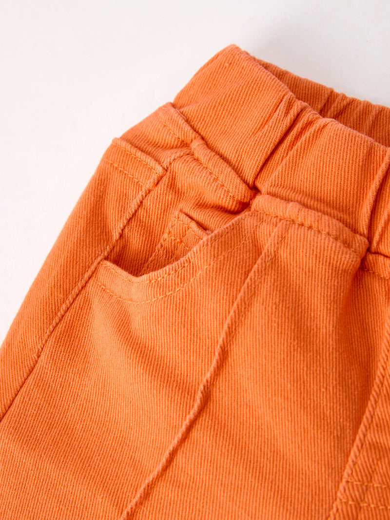 Orange Flared Elastic Jeans - 3