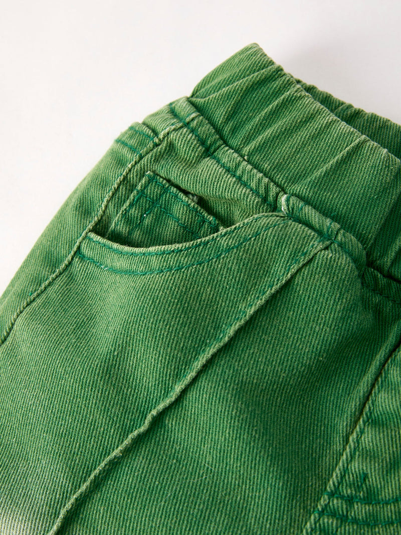Green Flared Elastic Jeans - 3