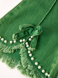 Green Flared Elastic Jeans - 4