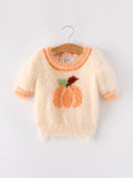 Fall Pumpkin Orange Girls Pullover Sweater - 1