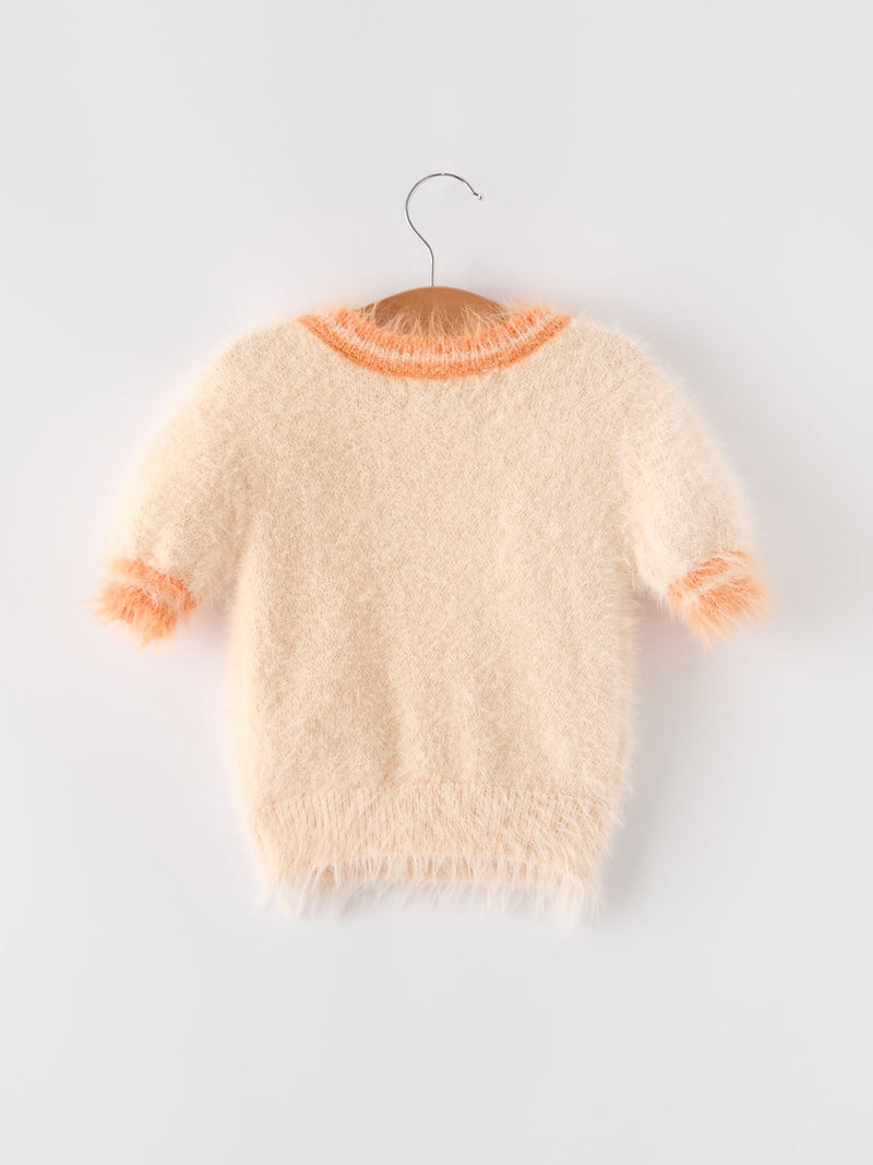 Fall Pumpkin Orange Girls Pullover Sweater - 3