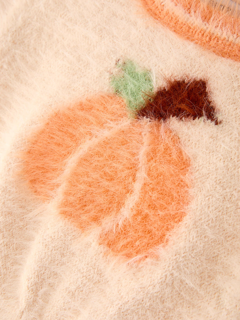 Fall Pumpkin Orange Girls Pullover Sweater - 5