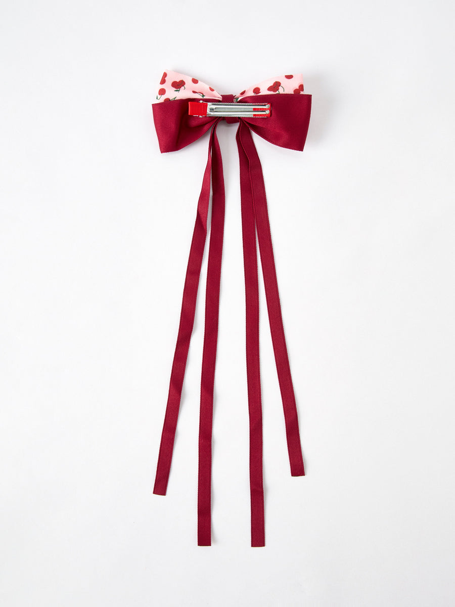 Cherry Bow Ribbon 4.5 Inch Hairpin